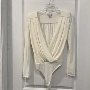 Fashion Nova Cream Wrap Bodysuit